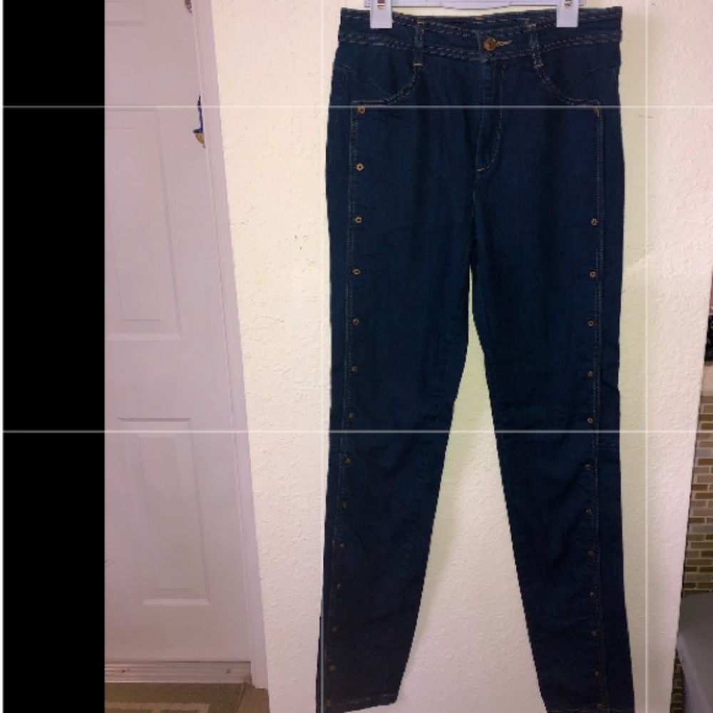 Kenzo dark rinse button down skinny jeans